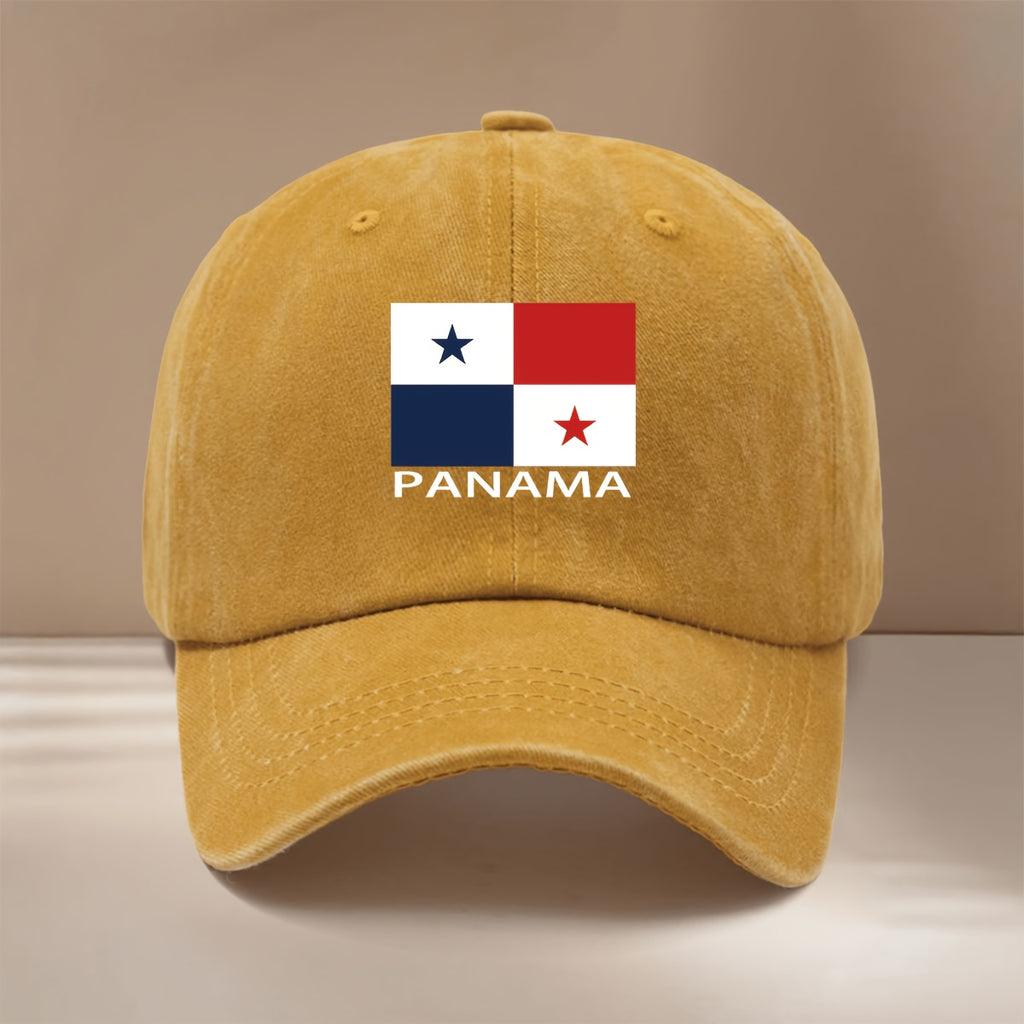 Panama Flag PANAMA Text Pattern Baseball Cap Lightweight Curved Brim Shows Small Face Hip-Hop Hat for Men And Women Duck Tongue Hat Vacation Travel Dinner Camping Matching Comfortable Adjustable Size Curved Brim Hat Easy Fashion Six-Piece Hat Versio