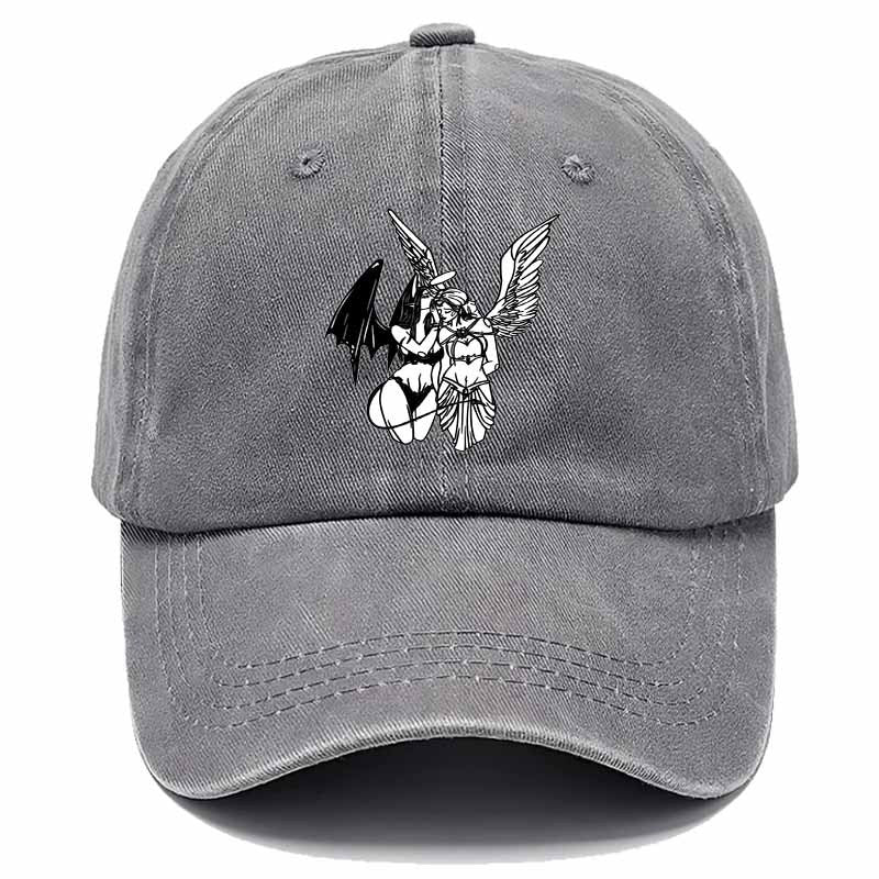 Matching Couple's Angel Wing Hats - Black & White Gothic Romance with Cherub Angel Print, Unisex Textile for Weddings, Dates, - Hand Washable Matching Outfit (No Face Covering)
