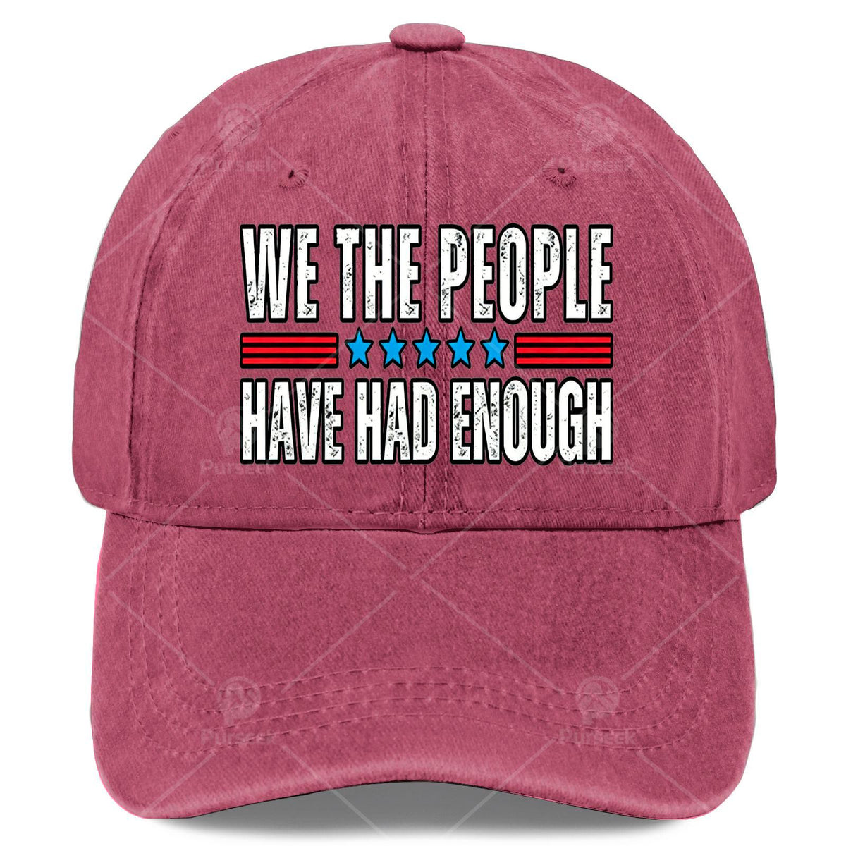 Unisex Fashionable Cap with a Washed And Distressed Look That Says 'We The People Have Had Enough' on It