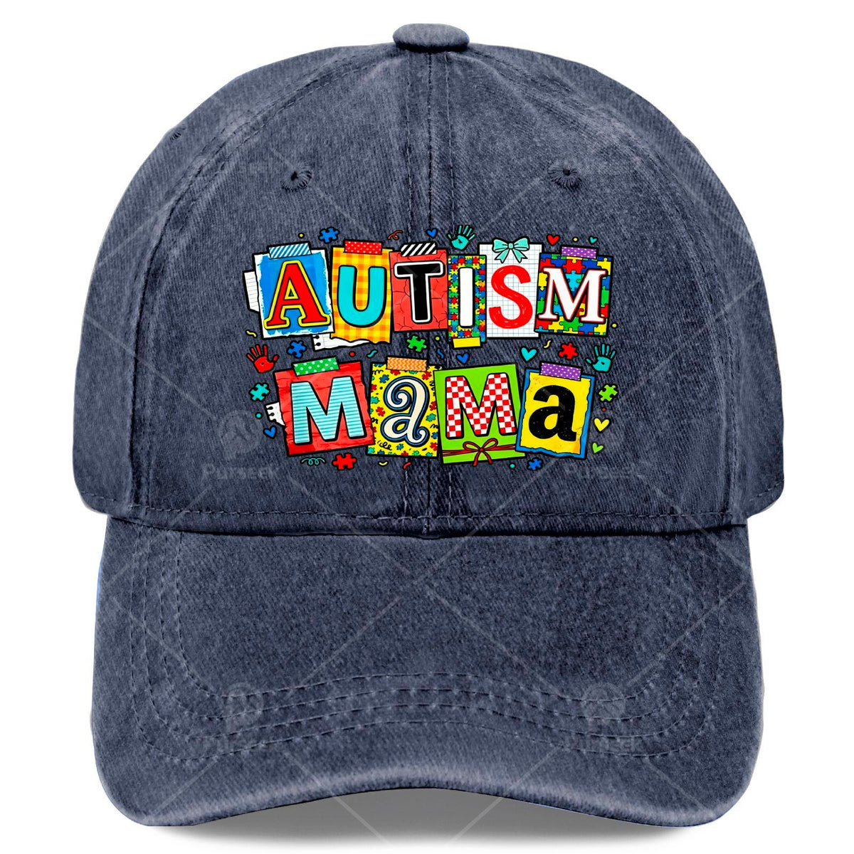 Unisex Baseball for Proud Moms Featuring Autism Awareness Patchwork Puzzle Art