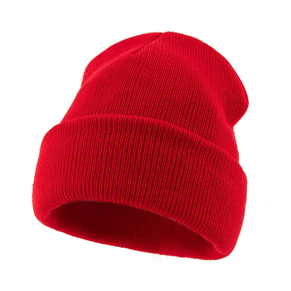 Outdoor Knit Hat Men'S Solid Color Winter Warm Elastic Large Premium Knit Hat Men Women Warm Cold-Proof Cap Easy