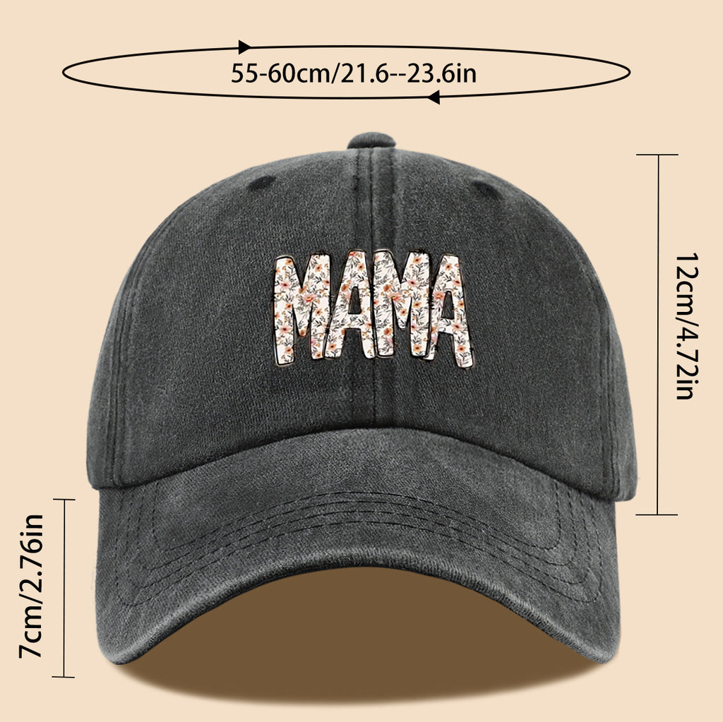 1pc 1pcs "Mom" Floral & Letter Print Baseball Cap Suitable for for Men & Women, Adjustable Duckbill Hat with Mom-Themed, Breathable Unisex Cap for Outdoor, Travel, Gifts for Mom, Birthdays, Casual Wear - Fashionable Duckbill Cap