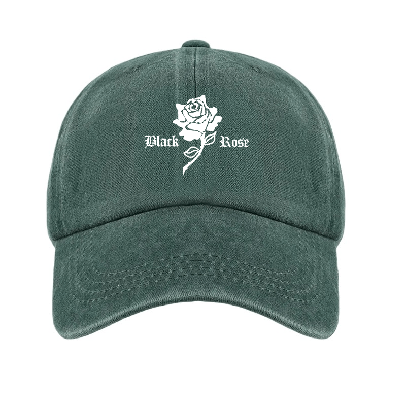 Vintage Washed Baseball Cap with Rose Print Decor, Casual Fit Suitable for Daily Streetwear, Adjustable Unisex Vintage Style Hat