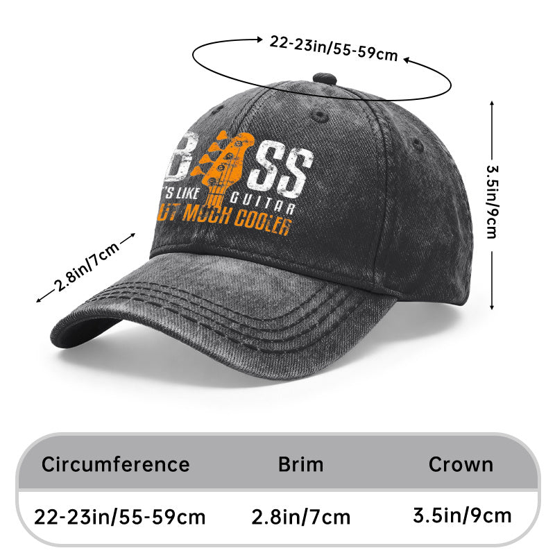 1pc Retro Distressed Unisex Baseball Caps, Bass Guitar It'S Similar to Guitar But Way Cooler Design Print, Adjustable, Ideal for Outdoor Activities And Casual Attire, Gifts for Both Men And Women, Friends