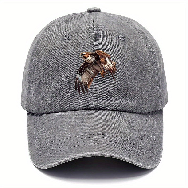 Men's Adjustable Eagle Baseball Cap - Black Street-style Printed Snapback with Eagle Design, Adjustable Strap, Durable and Easy-care Bonded Fiber, Ideal for Casual and Outdoor Activities, Making a Bold Urban Fashion Statement. Features Trendy Design