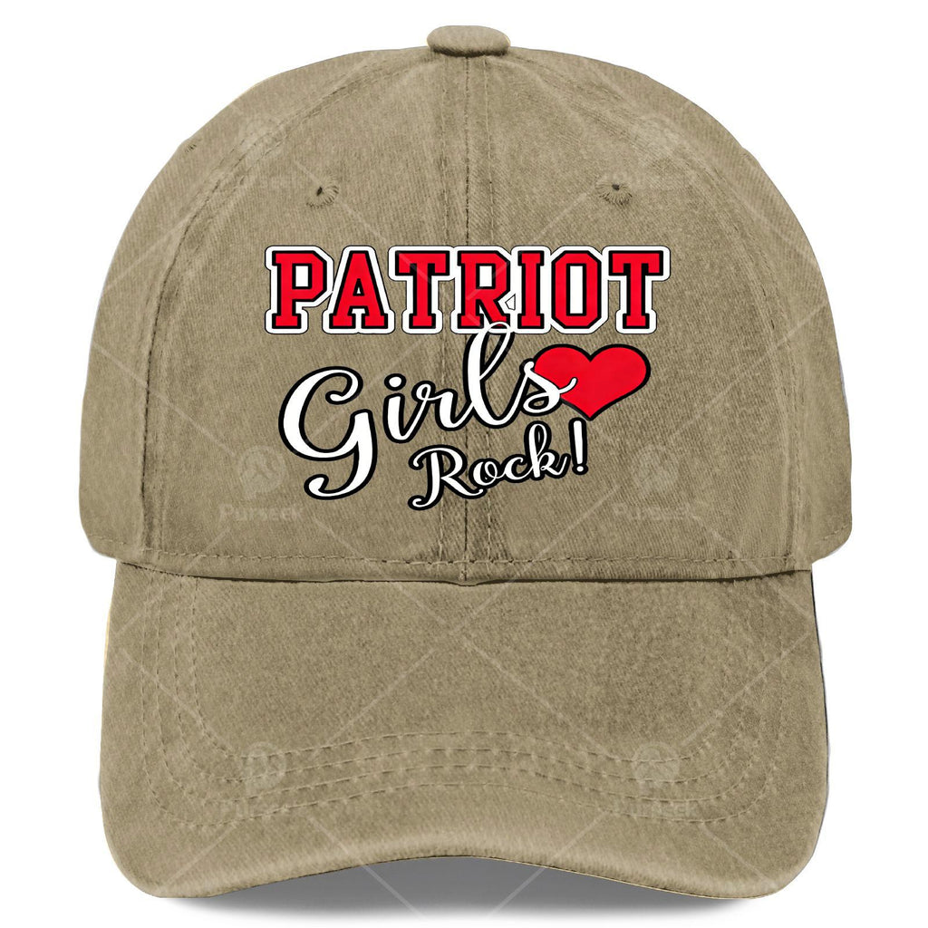 Patriots Girls Rock Cute Heart Baseball Hat Unisex Vintage Washed Distressed