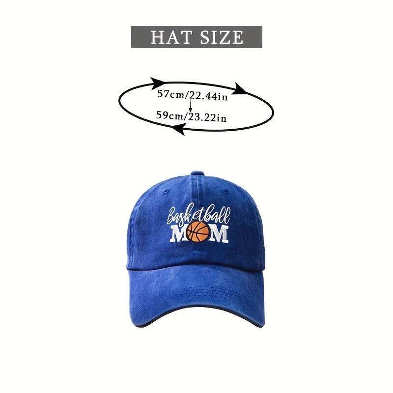 Trendy Unisex Embroidered BASKETBALL MOM Washed Baseball Cap for Outdoor And Casual Wear