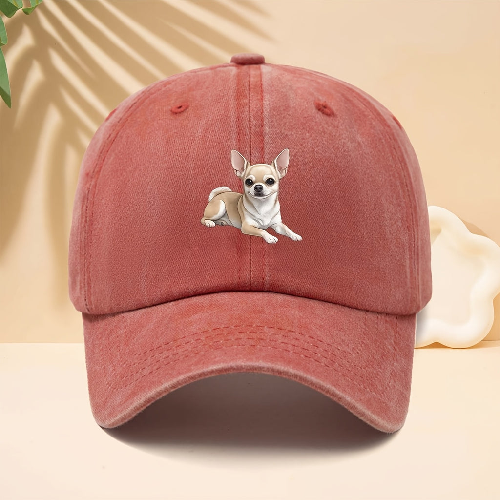 Chihuahua Print Baseball Cap with Chihuahua Dog Design - Adjustable Snapback Trucker Hat Suitable for Men & Women, Soft Top Curved Brim, Unisex Casual for All- Wear, Durable Comfortable for Walking, Parties, Shopping, Hip-Hop Style