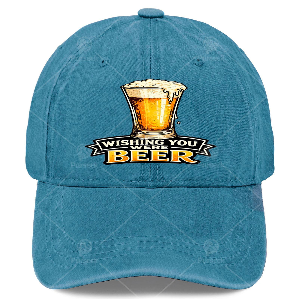 Funny Beer Lovers with "Wishing You Were Beer" Print - Retro Full-Body Beer Unisex Hat Suitable for Christmas Gifts, Games & 4th of Parties - Lightweight Round Top for &