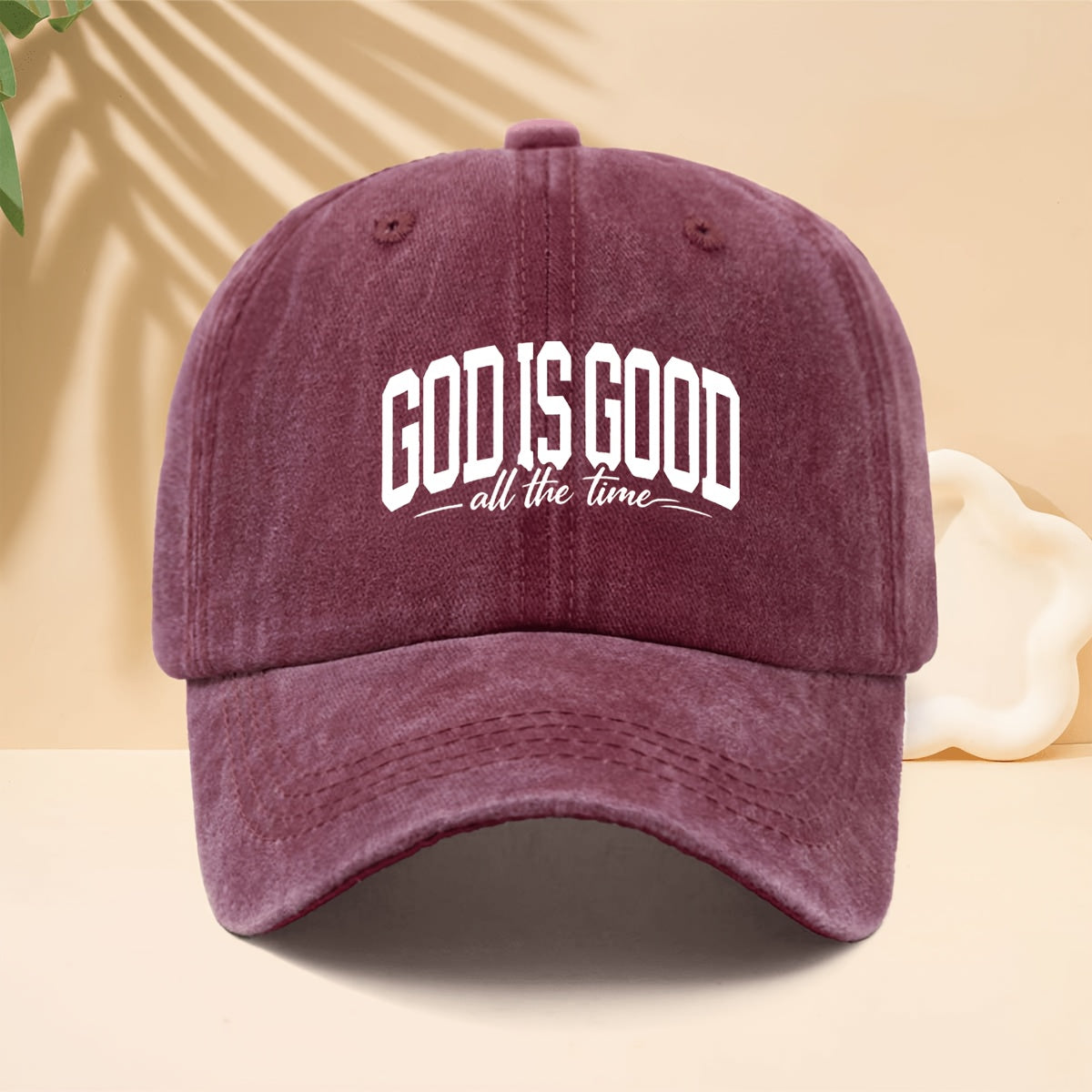 Baseball Cap with 'GOD IS GOOD ALL THE TIME' Pattern, American Street Faith Design Style Curved Brim Cap for Walking, Parties, Dates, Shopping, Vacation, Travel, Dad Hat, All-Season, Adjustable Size, Unisex Casual Hat