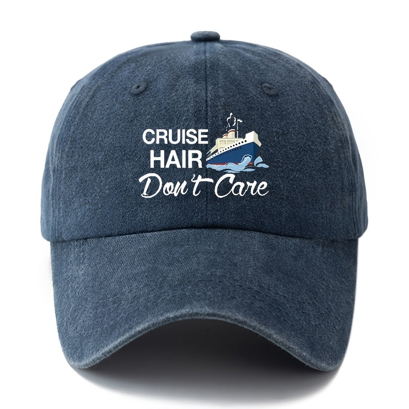 MAKEFGE Unisex Polyester Baseball Cap, Casual Cruise Hair Don'T Care Print, Adjustable Hip Hop Hat with Curved Brim, Outdoor Sports Truck Driver Cap