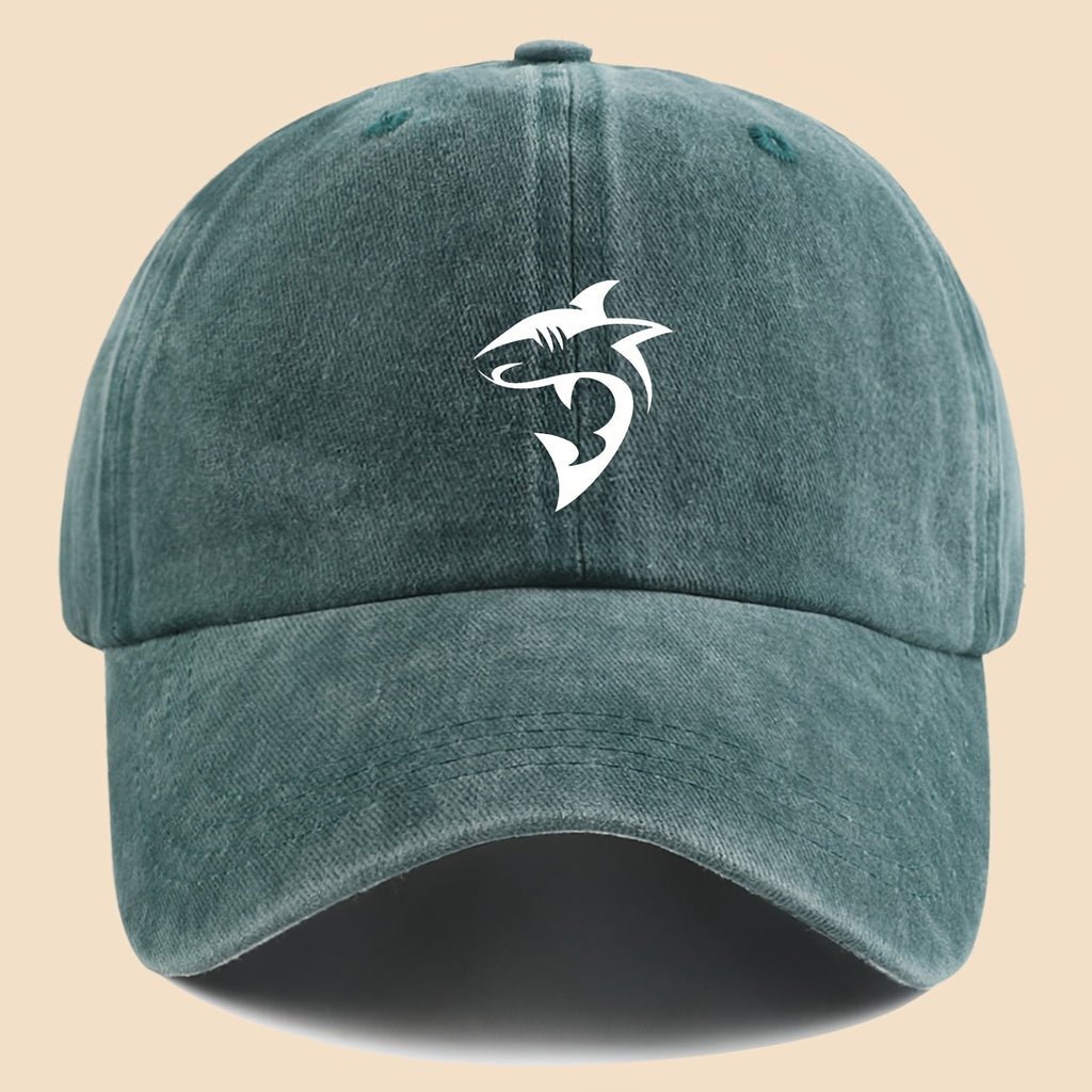 1 Unisex Ocean Theme Baseball Cap with White Shark Graphic Print - Breathable Adjustable Dad Hat for Skateboarding, Hiking, Fishing | Fashion Couple Outdoor Additions, Perfect Gift for Birthdays, Christmas, Halloween, Thanksgiving (Black)