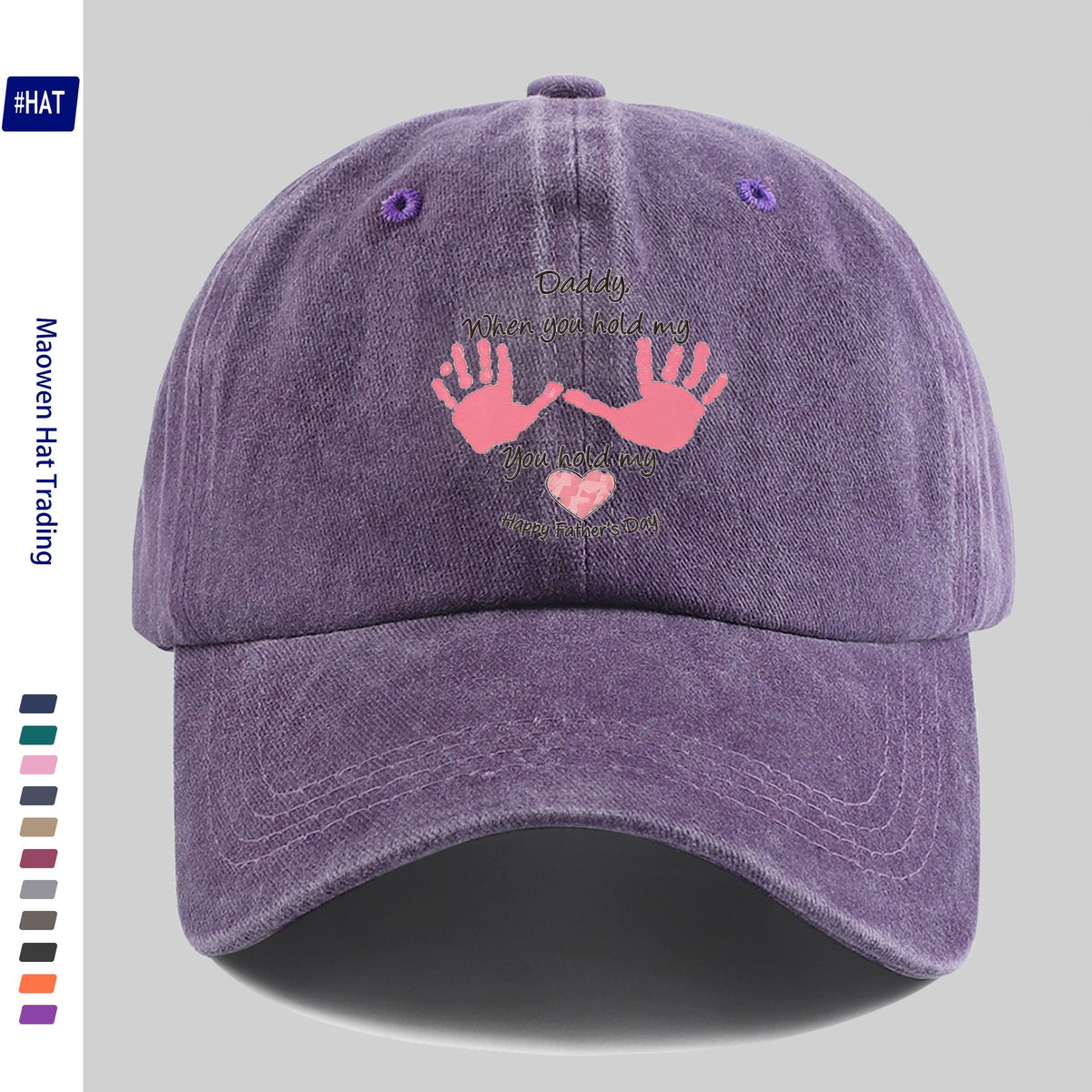 Adjustable Baseball Cap with "Daddy When You Hold Me" Lettering - Unisex Vintage Washed Hat Suitable for Streetwear, Machine Washable, Buckle Closure, Retro Design for Men & Women, Casual Fashion Accessory