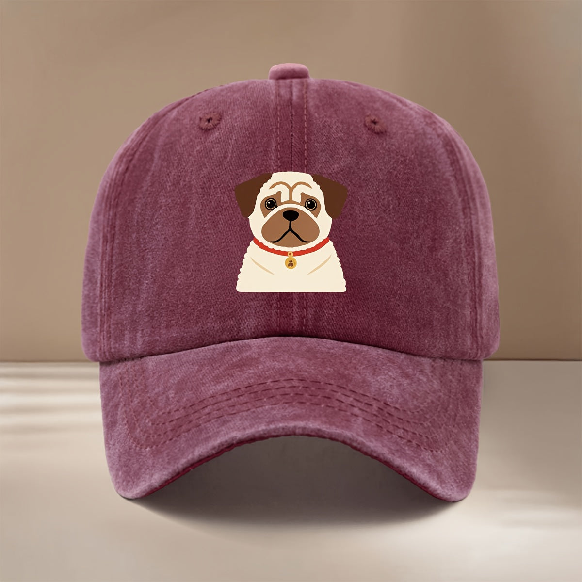 This Is a Flat Pug Dog Print Baseball Cap, a Stylish and Simple Adjustable-sized Trucker Hat for Both Men and Women. It's a , Lightweight Duckbill Cap Suitable for Outdoor Sports, Gatherings, Camping, and Comfortable, Trendy Curved-brim Hat Wear.