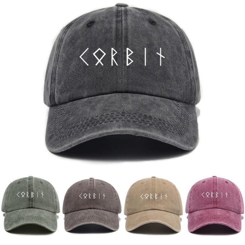 Washed Distressed Printed Baseball Cap Adult Easy Trendy Distressed Letter Style Printed Washed Soft Top Sun Hat Unisex Versatile Hat