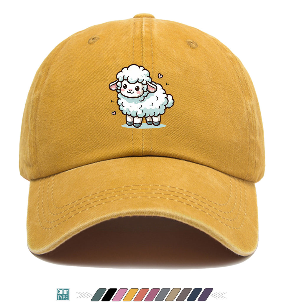 1pc Cute Cartoon Sheep Print Baseball Cap, Soft Breathable Sun Hat, Adorable Healing Style Fashion Hat, Unisex Adjustable Duckbill Cap, Casual Outing Hat, Girly Bestie Hat, Suitable for Picnics, Shopping, Strolling, Travel