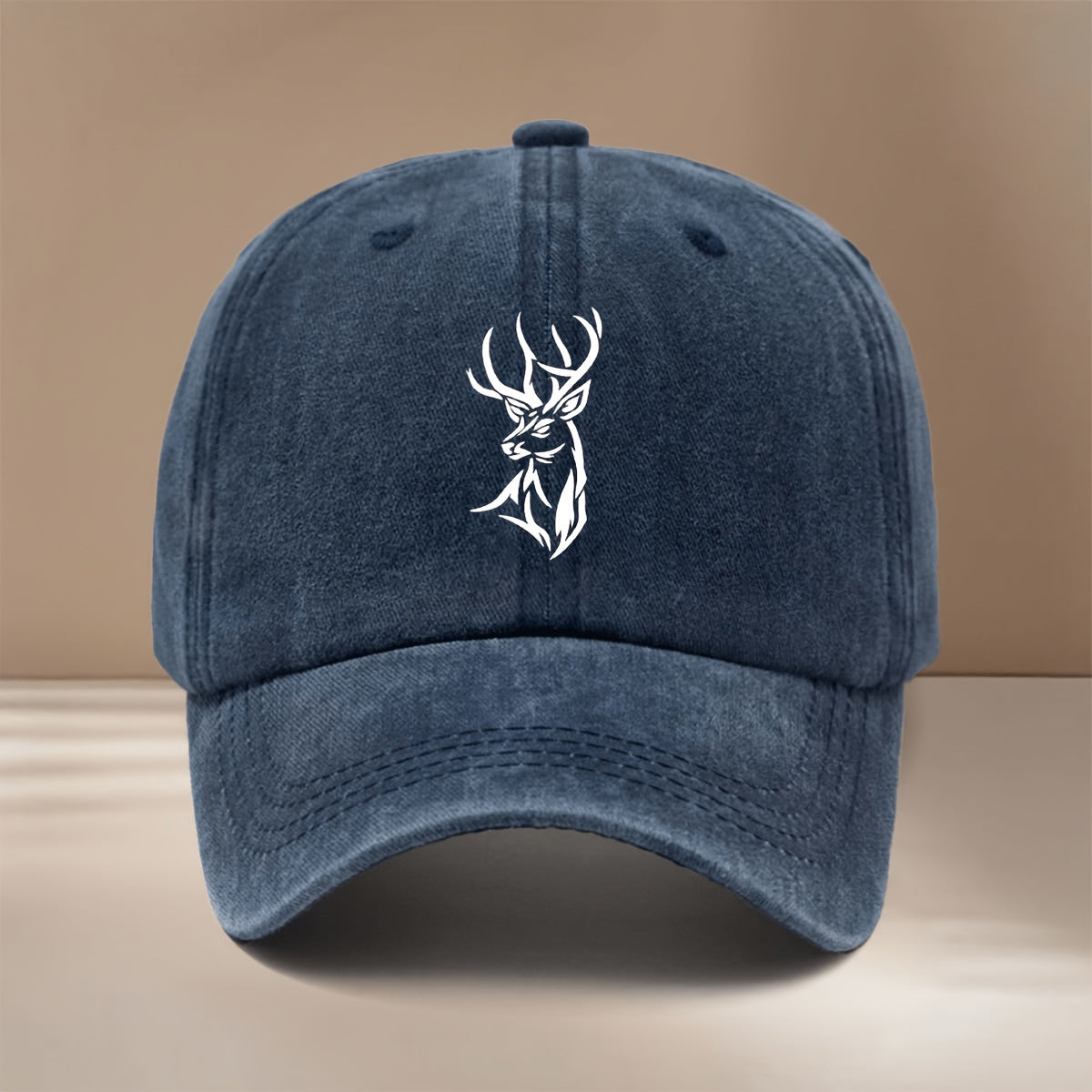Baseball Cap with Deer Head Line Illustration Pattern, Comfortable And Lightweight, Curved Brim Makes Face Look Smaller, Hip-Hop Hat for Men And Women, Duck Tongue Hat, Suitable for Vacation Travel, Dinner Parties, Camping