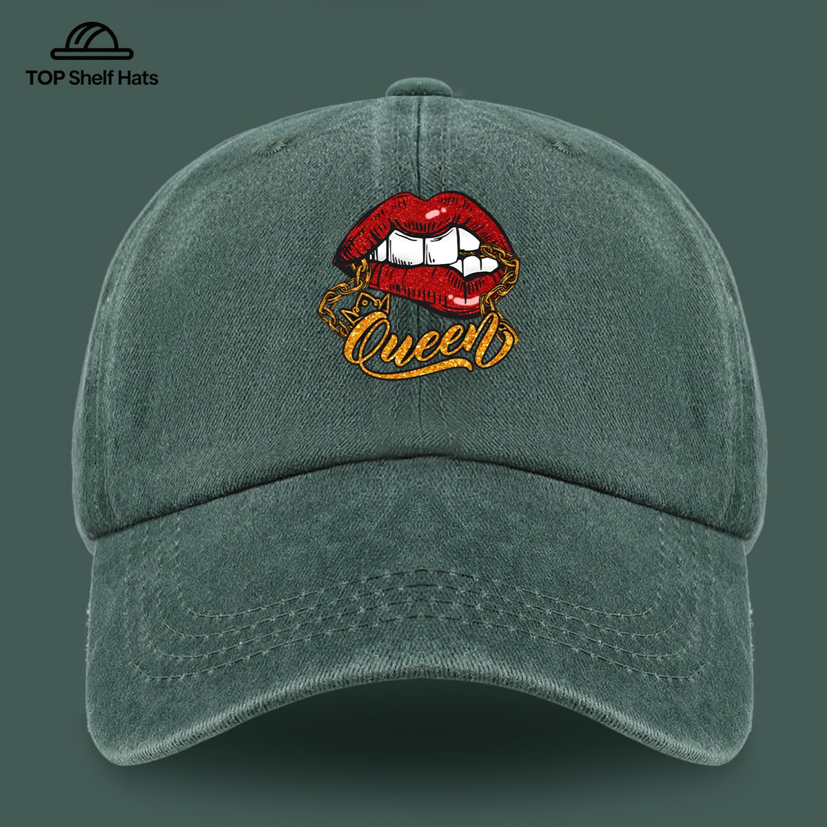 1pc Red Lip Golden Chain Queen Print Baseball Cap, Individual Trendy Dad Hat, Fashionable Street Style Casual Hat, Unisex Adjustable Size, Hip-Hop Street Dance Hat, Best Friend Outing Styling Hat, Music Festival Trendy Essential Hat