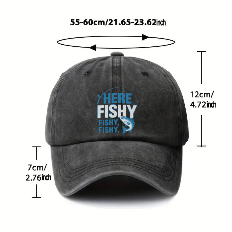 1P 1pc, Adjustable Baseball Cap with "fish" Design, Lightweight Printed Women's Hat, "fish" Trendy Men's Cap, an Ideal Gift for Weddings, Parties, and Birthdays.