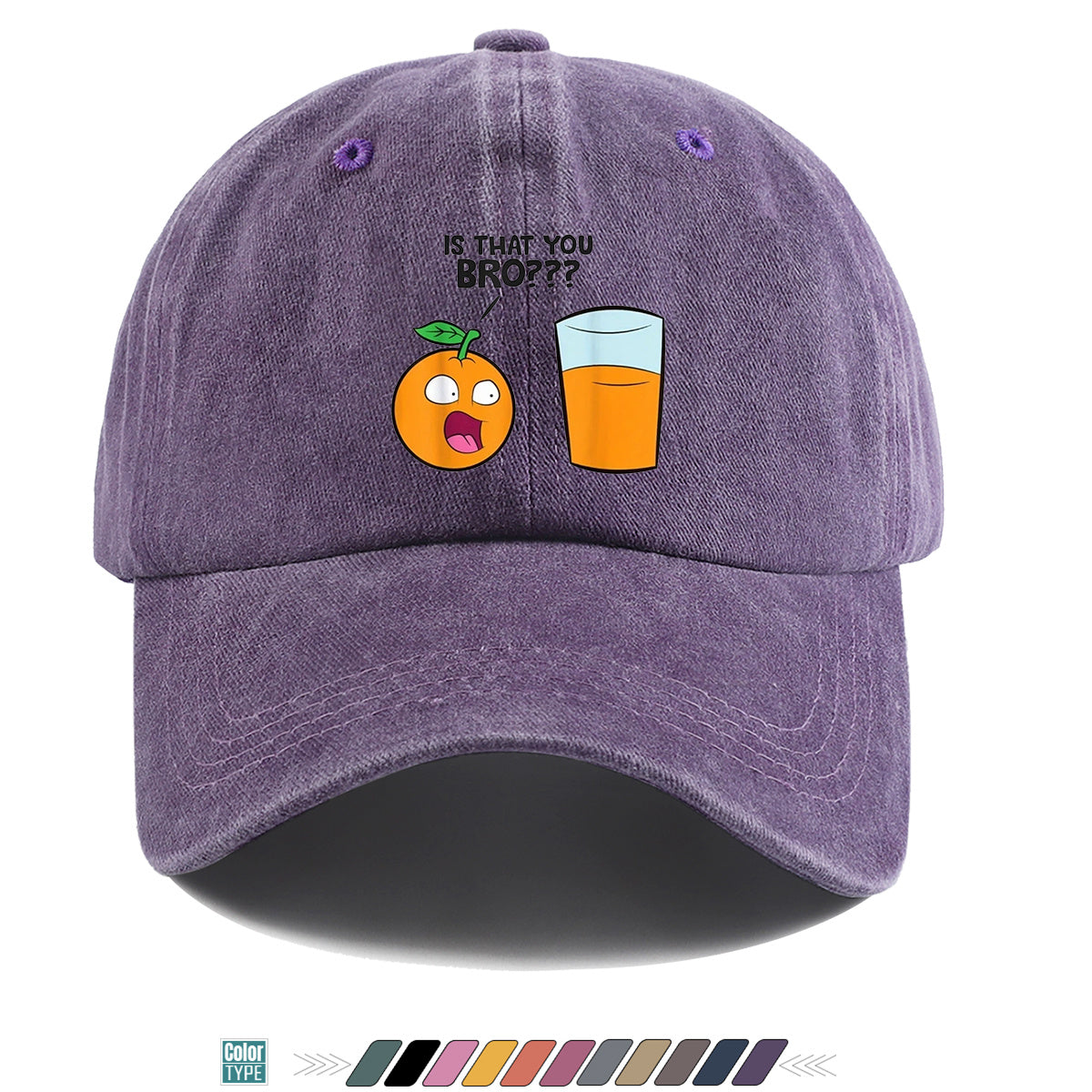 1pc Fun Surprised Orange Face & Juice Cup Print Baseball Cap - Adjustable Duckbill Sun Hat Suitable for Men & Women, Breathable Outdoor Cap for Parties, Travel, Gifts, Casual Wear with Surprised Face, Comfortable for Daily Use