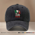 Baseball Cap with "ITALIA" Text and Wolf Graphic, All-season Versatile Fit, Casual and Relaxed Style, Textured Six-panel Design, Comfortable and Lightweight Hip-hop Cap, Adjustable Size, Curved Brim, Unisex Snapback, Trendy and Fashionable for Sports
