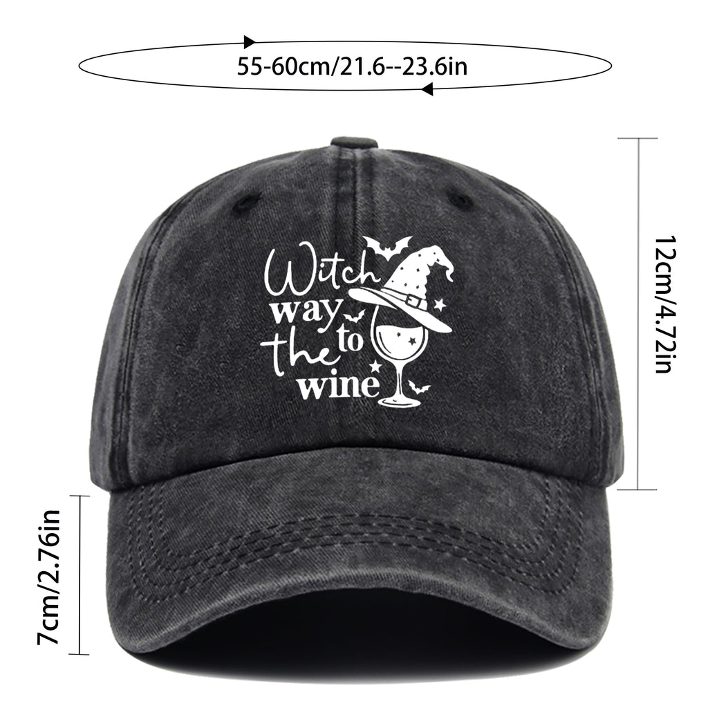 Washable Baseball Cap, Featuring a Fun Wizard Hat And Teacup Pattern Print, a Halloween-Themed Fashion Retro Baseball Cap, Adjustable Size, Unisex Design - Lightweight Outdoor Cap, Suitable for All Seasons, Ideal for Travel And Leisure