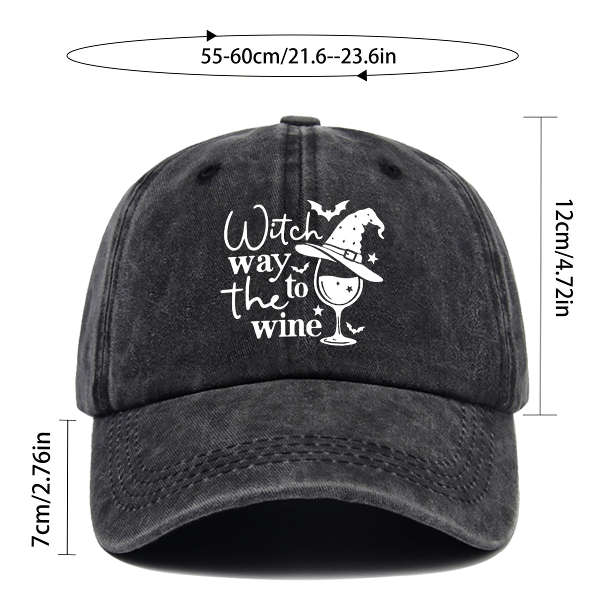 Washable Baseball Cap, Featuring a Fun Wizard Hat And Teacup Pattern Print, a Halloween-Themed Fashion Retro Baseball Cap, Adjustable Size, Unisex Design - Lightweight Outdoor Cap, Suitable for All Seasons, Ideal for Travel And Leisure
