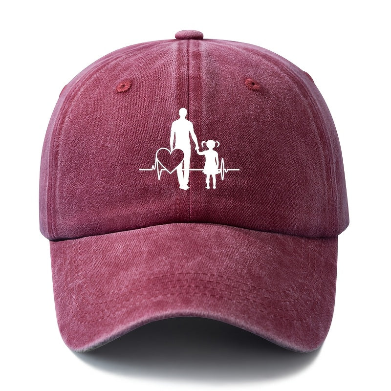 A Unisex Fashionable "Guardian Hand-in-Hand" Baseball Cap, Featuring a Classic Vintage Washed Lightweight Curved-brim Design. Suitable for Outdoor Vacations, Travel, Camping, and Other Casual Occasions. Also Works as a Hip-hop Cap for Holiday
