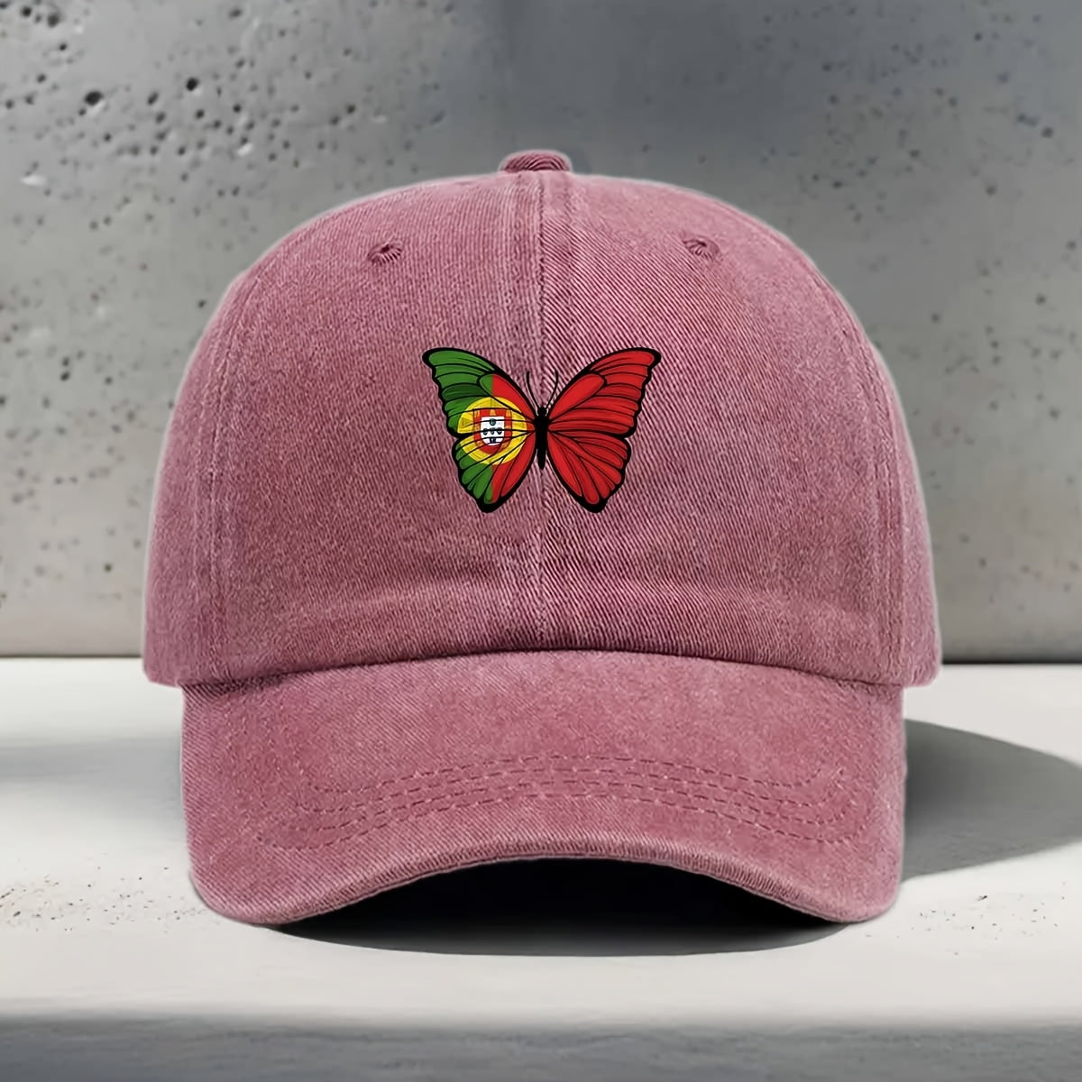 Women'S Baseball Cap Portuguese Flag Element Butterfly Print Classic Trendy Fashion Easy Unisex Dad Hat Travel Vacation Outdoor Sports Multi-Scene Matching Curved Brim Style Casual Lightweight Comfortable Non-Constricting Soft Top Hat
