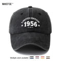 A Unisex, Fashionable and Versatile Printed LIMITED 1956 Baseball Cap, a Classic Retro Washed Outdoor Lightweight Curved Brim Cap, Suitable for Outdoor Vacations, Travel, Camping, and Other Casual Occasions, a Hip-hop Cap for Holiday Parties, a Casua