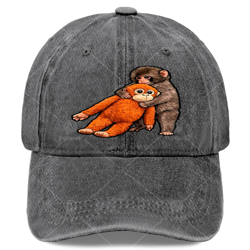 Babys Viral Monkey Punchs Hugging Baseball Hat Unisex Cool Washed Distressed