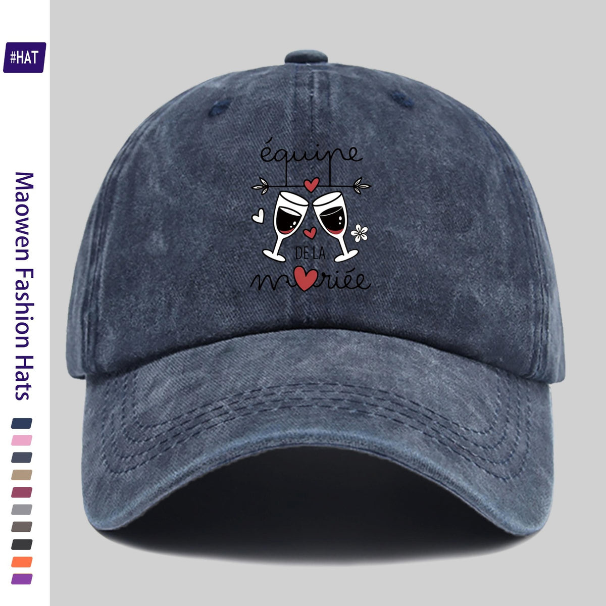 1pc Vintage Distressed Adjustable Sports Cap, Featuring a Stylish Wine Glass And Heart Decorative Pattern, with a Distressed Washed Cap Body And Fashionable Printed Design. It Is an Outdoor Casual Cap, a Fashionable Printed Breathable Baseball Cap