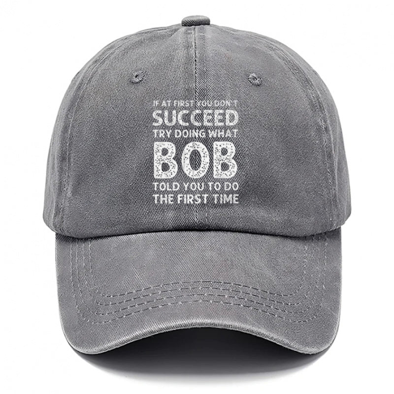 1 Bob Print Cap, Women's Hat, Men's Beach Hat, Washed Baseball Cap, Breathable Washed Cap, Adjustable DAD Cap, Suitable for Outdoor Activities and Parties, for Personal Use or as a Birthday Gift