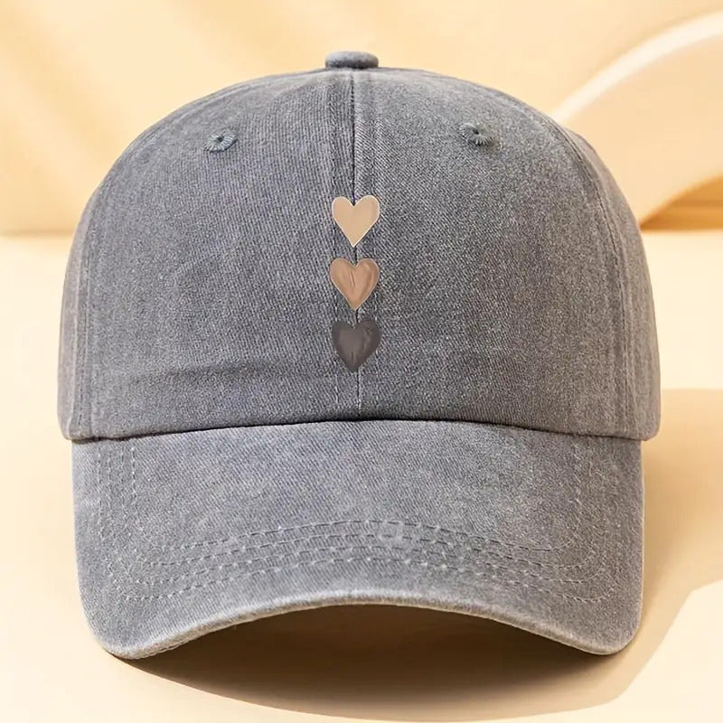 Three-Stripe Heart-Shaped Fashion Print Baseball Cap Multi-Functional Outdoor Casual Fisherman Hat