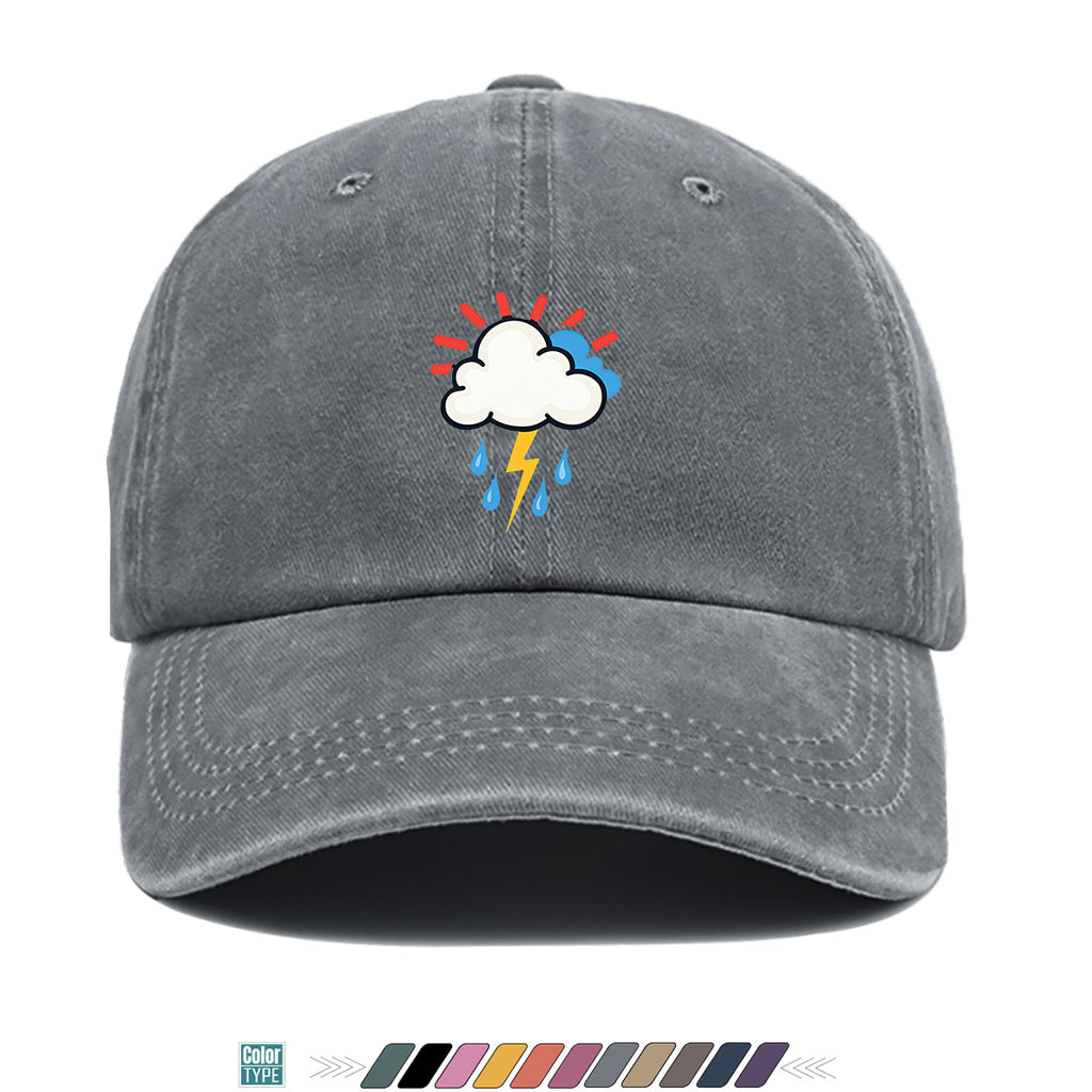 1pc 1pcs Unisex Adjustable Baseball Cap with Cloud Lightning Raindrop Print, Outdoor Sports Hat, Suitable for Daily Wear, Camping, Music Festivals, Cycling, Travel -  Gift for Men & Women, Birthday Present