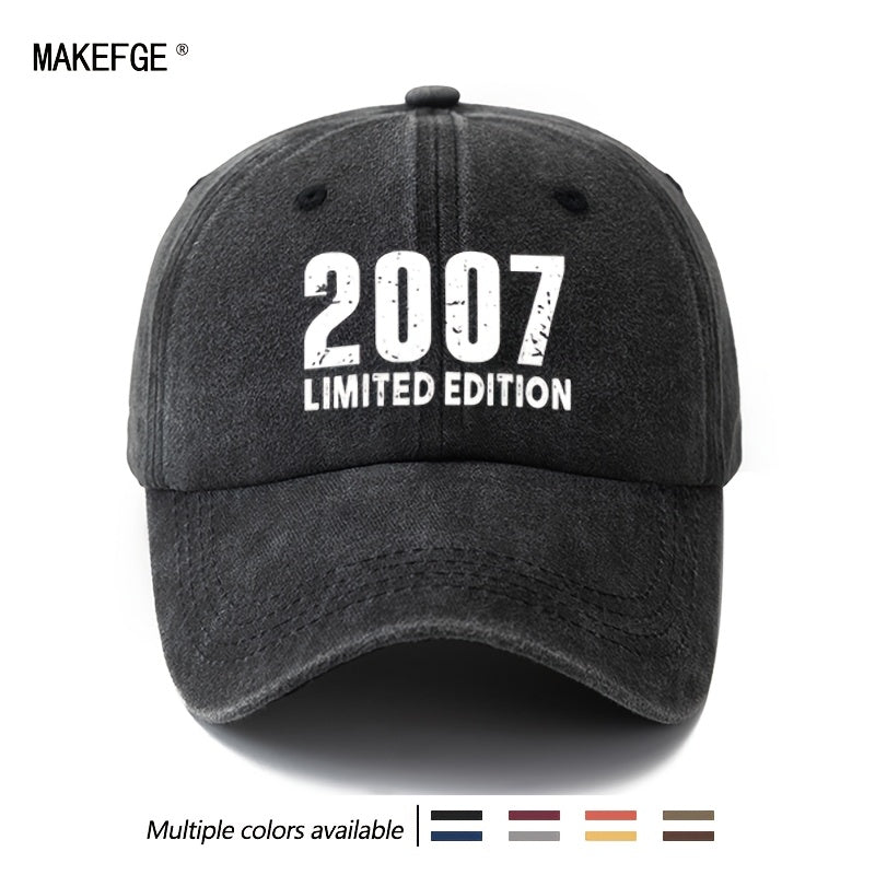 A 2007 LIMITED EDITION Unisex Fashionable and Versatile Printed Baseball Cap, Featuring a Classic Vintage Washed Outdoor Lightweight Curved Brim. This Trucker Baseball Cap Is Suitable for Casual Occasions Such as Outdoor Vacations