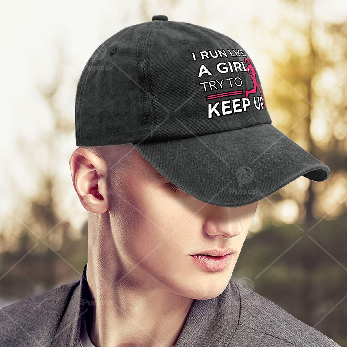 Female Runner I Run Like a Girl Trying to Keep Up with Baseball Cap Unisex Aesthetic