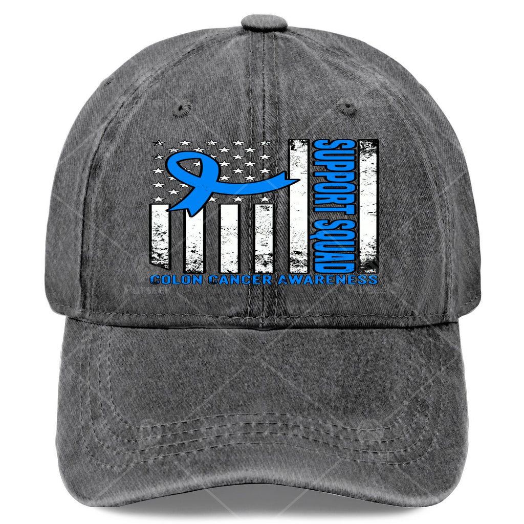 Support Squadss American Flag US Colon Cancer Awareness Month Baseball Hat