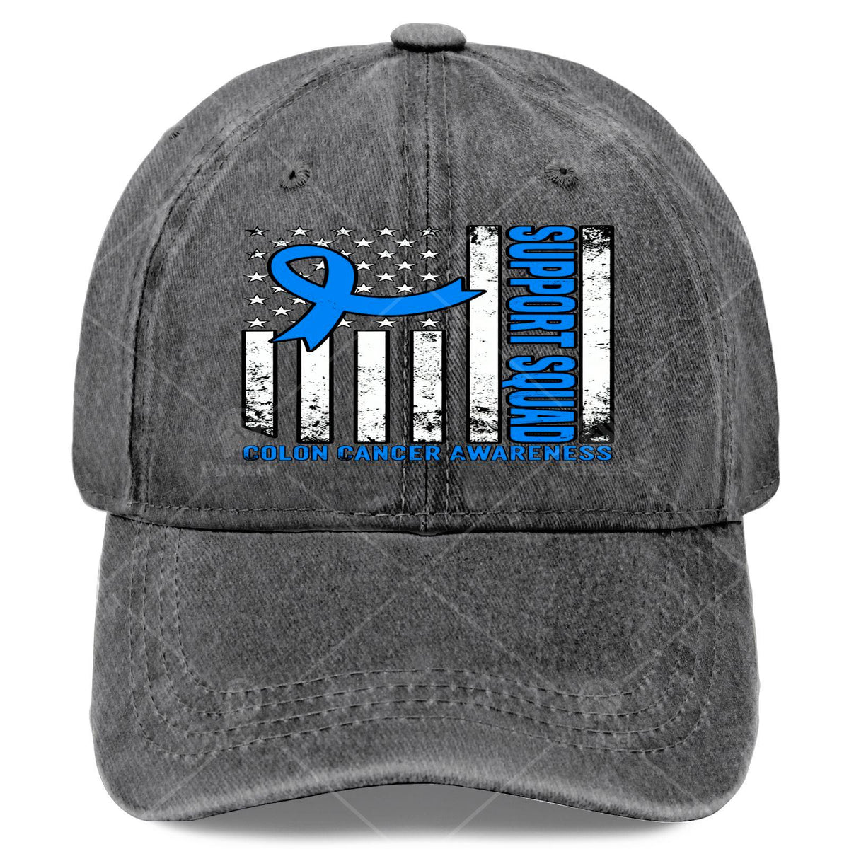 Support Squadss American Flag US Colon Cancer Awareness Month Baseball Hat