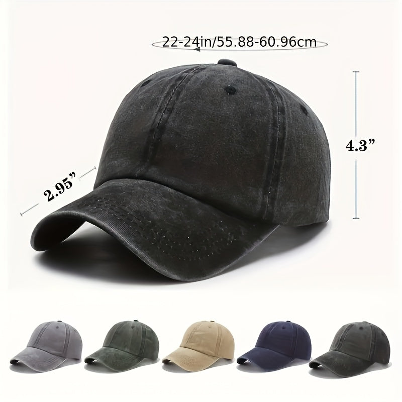 6pcs Vintage Distressed Low-Cut Adjustable Unisex Sports Cap | Baseball Cap, Perfect Birthday Gift, Machine Washable