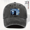 Unisex Cat Animal Print Washed Vintage Baseball Cap, Fashionable Sun Outdoor Hat for Men and Women, Adjustable Fit Trucker Hat Suitable for All Seasons and Daily Wear