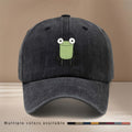 This Is a Baseball Cap Featuring a Minimalist Frog Design, Suitable for All Seasons with an Adjustable Size. It's a Casual Unisex Hat That's Lightweight and Stylish, Perfect for Outdoor Activities, Gatherings, Camping, and as a Trendy Curved-brim Cap