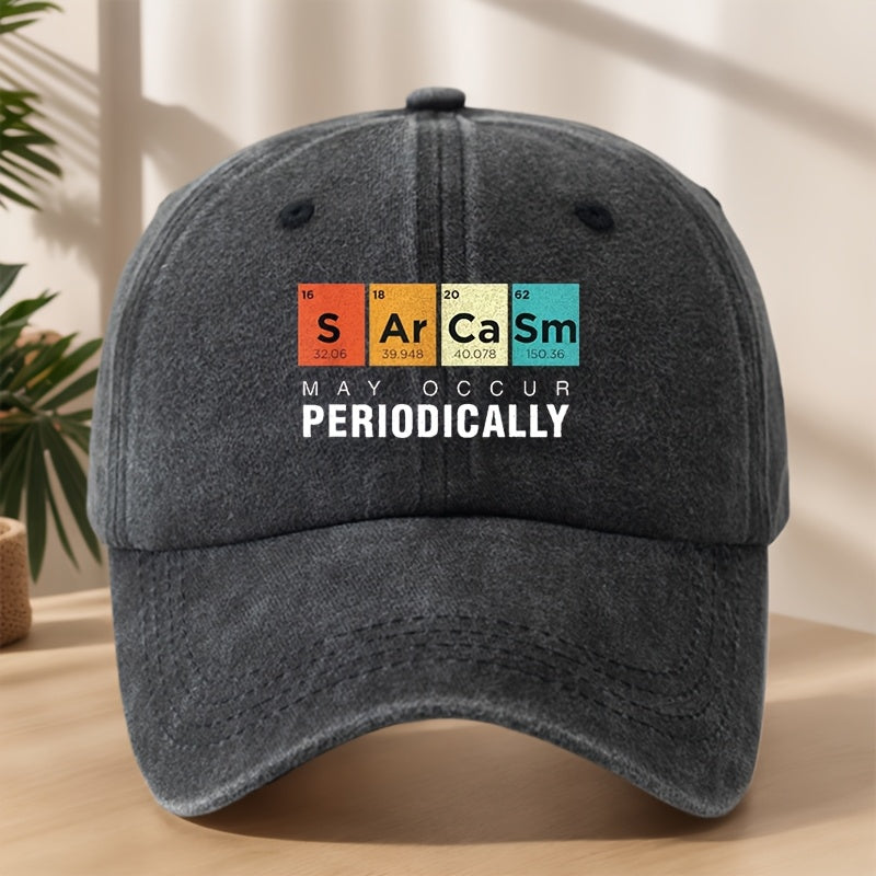 PERIODICALLY Statement Print Baseball Cap Classic Washed Distressed Vintage Duckbill Cap Soft Top Comfortable Adjustable Sun Hat