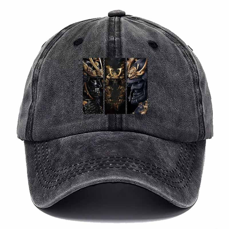 Ancient-Style Warrior Baseball Cap with Three Samurai Dragon Motifs-Essential for Themed Events And Role-Playing.