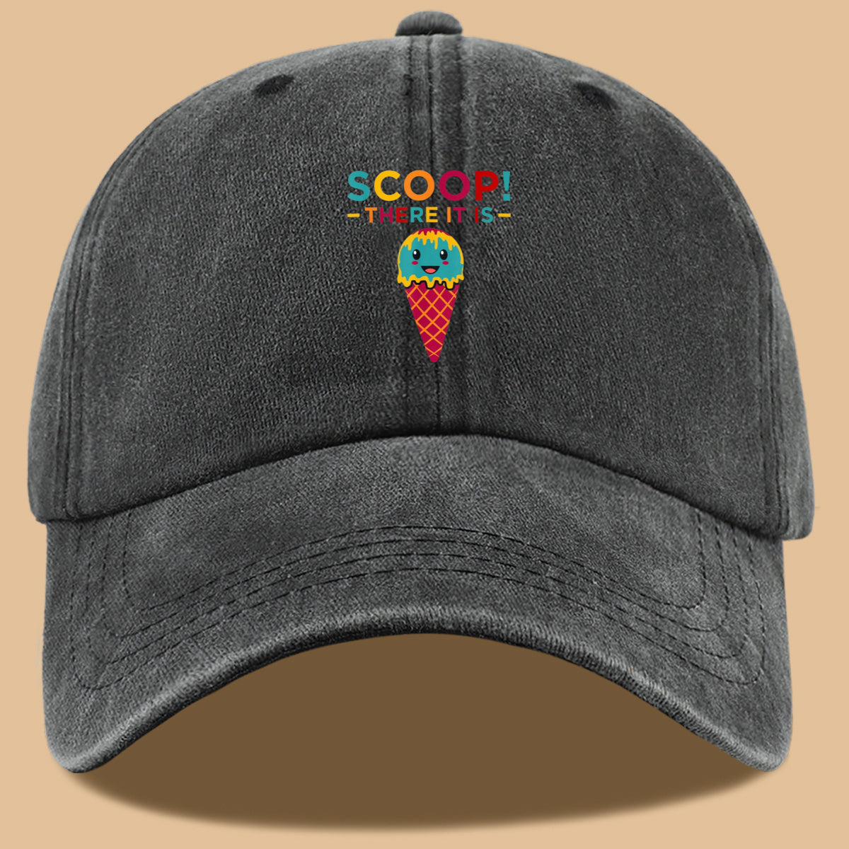 1pc 1pcs Fun Ice Cream Print Baseball Cap with Scoop! There It Is! - Adjustable Unisex Breathable Sun Hat Suitable for &, Summer Outdoor Parties, Picnic, Travel, Casual Wear - Cute, Amusement Parks