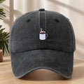 High-Quality Baseball Cap with Coffee Cup Embroidery, Lightweight, Soft, Comfortable, Sweat-Absorbing, Breathable, Classic Washed Vintage Hat for Outdoor Leisure, Sports, Shopping, Vacation, Camping, Sun Protection
