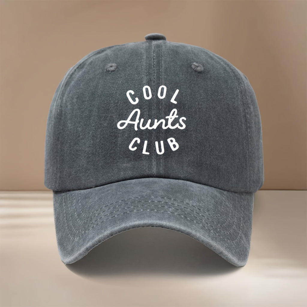 Aunts Cool Club Letter Pattern Baseball Cap Lightweight Fashion Hip-Hop Hat Unisex 6-Panel Cap for Friends' Gatherings, Camping, Comfortable Textured Style, Versatile Duckbill Cap Casual Trendy All-Season Adjustable Size Trucker Hat