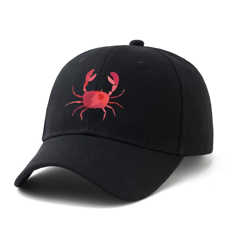 Unisex, Fashionable And Versatile Baseball Cap with Crab Print, Classic Lightweight Outdoor Cap, Suitable for Outdoor Vacations, Travel, Camping, And Other Leisure Occasions. It'S Also a Great Choice for Everyday Wear As a Casual Cap