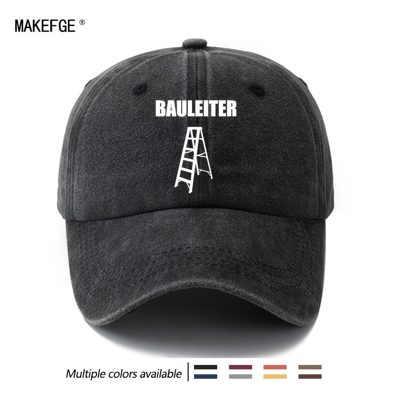 Unisex Fashion All-Match Printed BAULEITER Baseball Cap, Classic Vintage Washed Outdoor Lightweight Curved Brim Hat, Trucker Cap, Suitable for Outdoor Vacation Travel Camping And Casual Occasions, Holiday Party Hip-Hop Hat