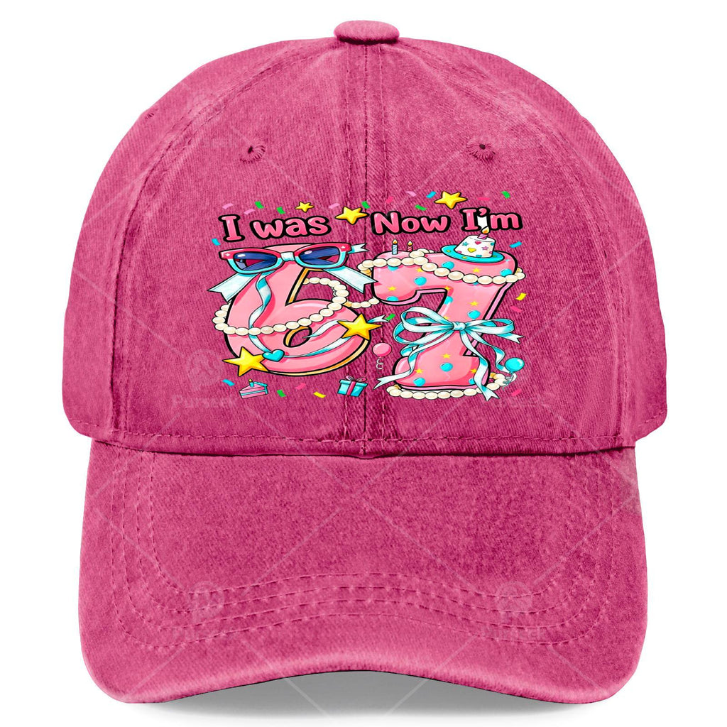 7th Birthday Girl I Was 6 Now Im 7 Year Old Girls Baseball Hat Unisex